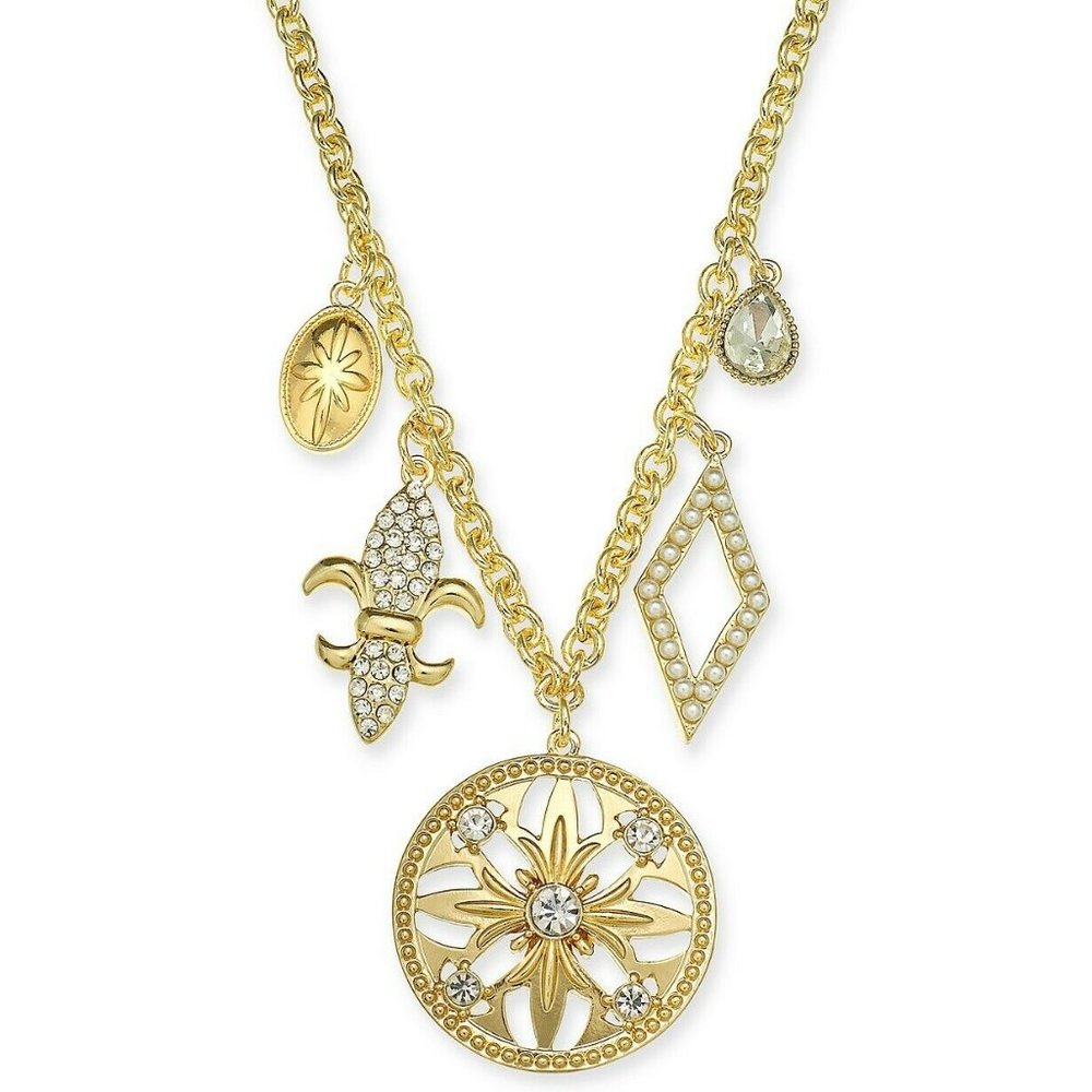 Charter Club Gold-Tone Crystal Charm Pendant Neckl